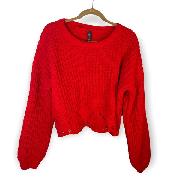 Francesca's Collections Sweaters - Alya Vibrant Red Knit Soft Cutout Sweater Size Medium